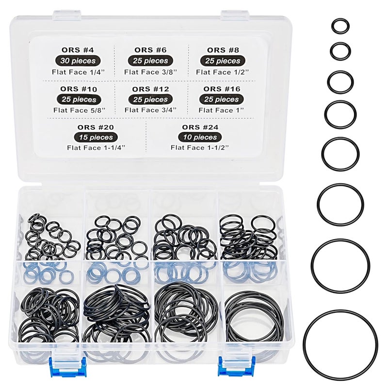 ANCIMOON Flat Face O-Ring Kit for ORFS Hydraulic Fittings, Buna 90, 180PCS - Image 1